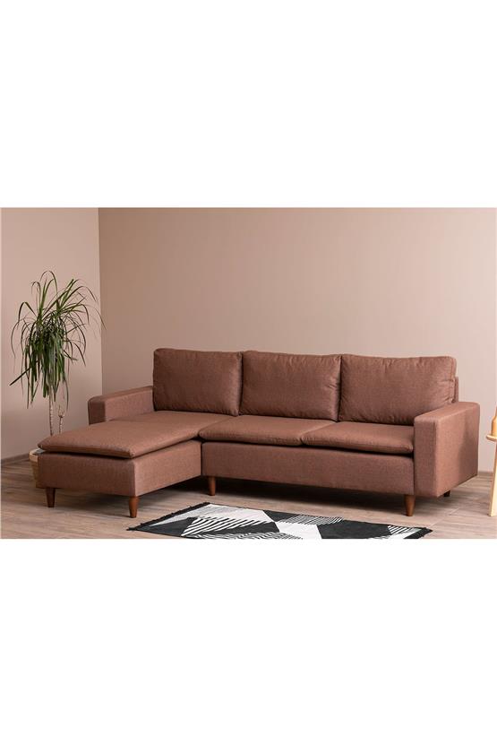 Pafu Lungo Modüler Köşe Koltuk Takımı - Açık Kahve Keten