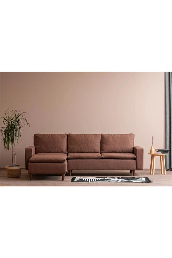 Pafu Lungo Modüler Köşe Koltuk Takımı - Açık Kahve Keten