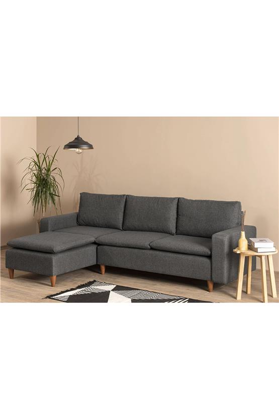 Pafu Lungo Modüler Köşe Koltuk Takımı - Koyu Gri Keten