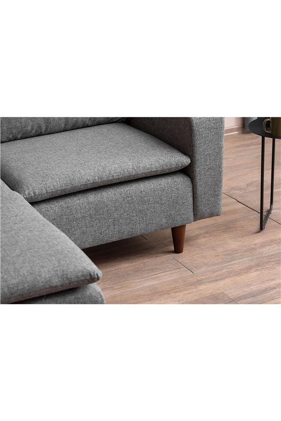 Pafu Lungo Modüler Köşe Koltuk Takımı - Gri Keten