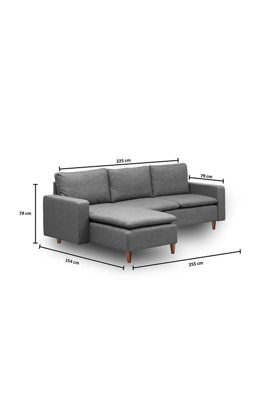 Pafu Lungo Modüler Köşe Koltuk Takımı - Koyu Gri Keten