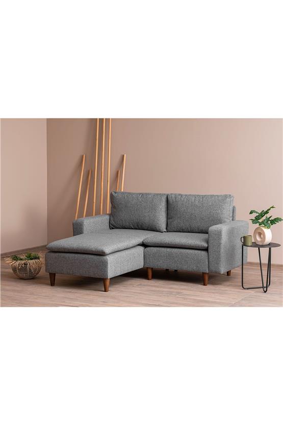 Pafu Lungo Modüler Köşe Koltuk Takımı - Gri Keten