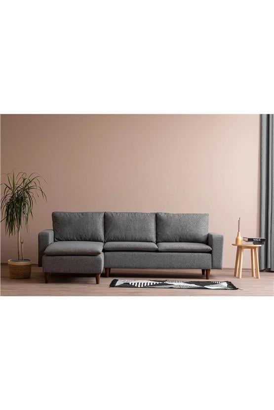 Pafu Lungo Modüler Köşe Koltuk Takımı - Gri Keten