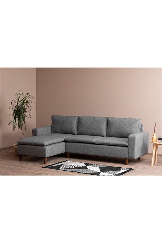 Pafu Lungo Modüler Köşe Koltuk Takımı - Gri Keten