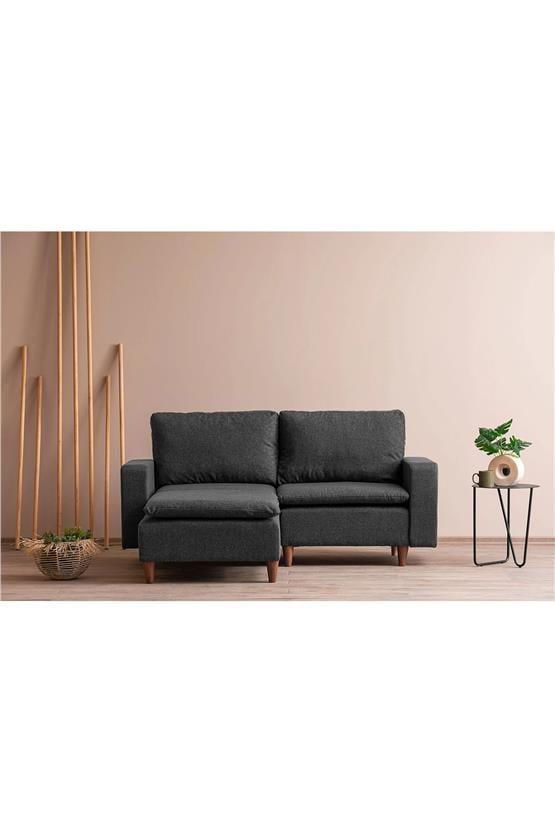 Pafu Lungo Modüler Mini Köşe Koltuk Takımı - Koyu Gri Keten