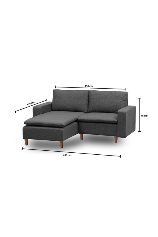 Pafu Lungo Modüler Mini Köşe Koltuk Takımı - Koyu Gri Keten