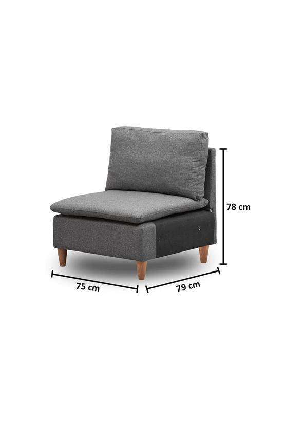 Pafu Lungo Tekli Kolsuz Modül - Koyu Gri Keten