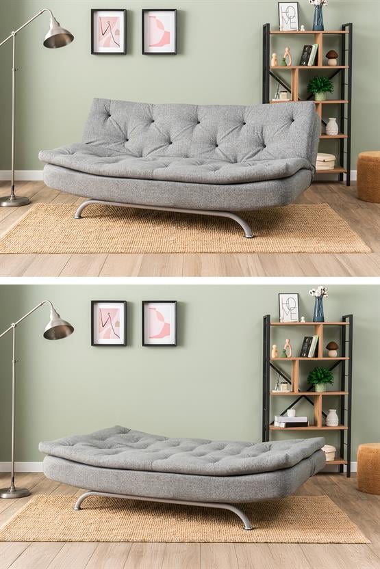 Pafu Rivo Üçlü Yataklı Koltuk Keten Açık Gri