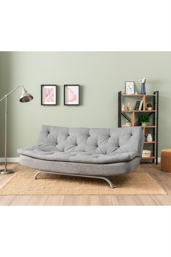 Pafu Rivo Üçlü Yataklı Koltuk Keten Açık Gri