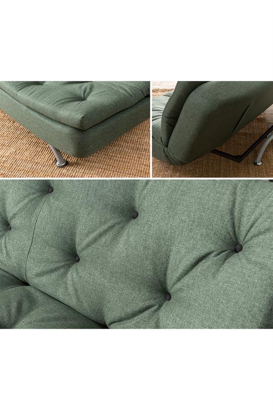 Pafu Rivo Üçlü Yataklı Koltuk Keten Haki