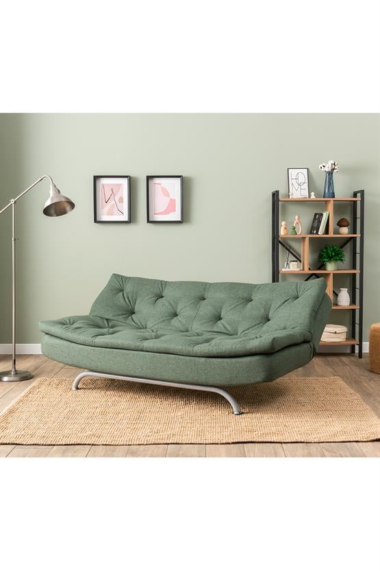 Pafu Rivo Üçlü Yataklı Koltuk Keten Haki