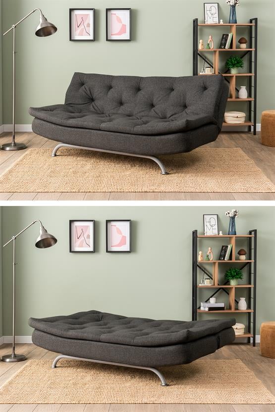 Pafu Rivo Üçlü Yataklı Koltuk Keten Koyu Gri