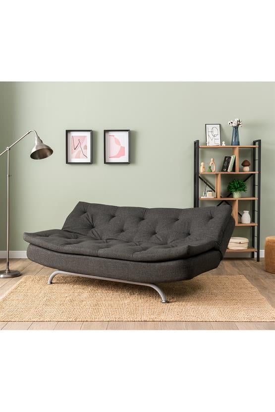 Pafu Rivo Üçlü Yataklı Koltuk Keten Koyu Gri