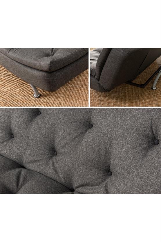 Pafu Rivo Üçlü Yataklı Koltuk Keten Koyu Gri