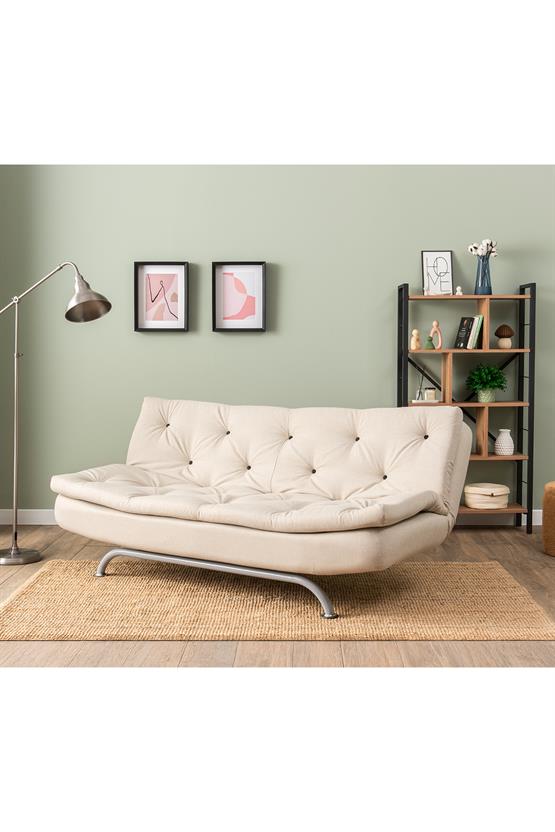 Pafu Rivo Üçlü Yataklı Koltuk Keten Krem