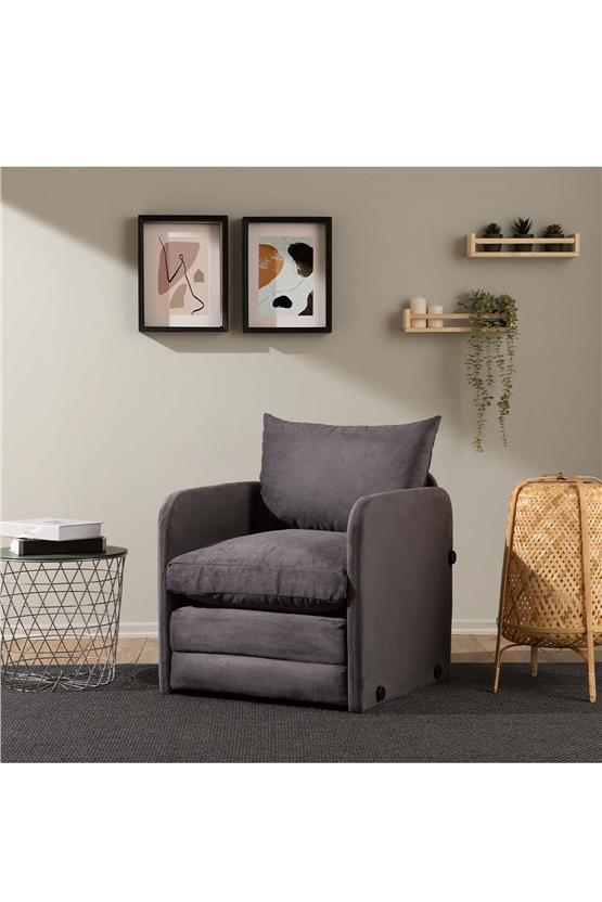 Pafu Saga Tekli Katlanır Yataklı Koltuk Soho Gri