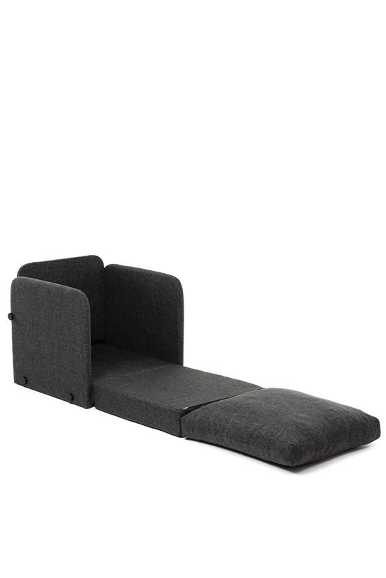 Pafu Saga Tekli Katlanır Yataklı Koltuk Keten Koyu Gri