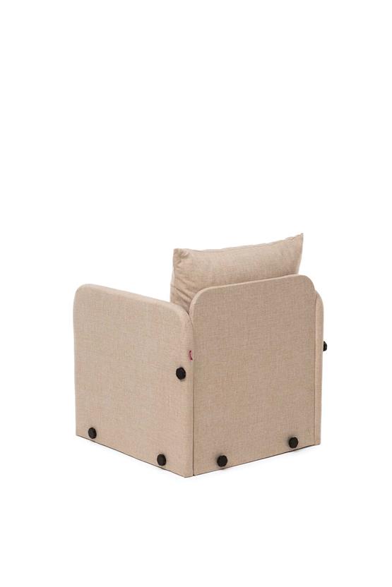 Pafu Saga Tekli Katlanır Yataklı Koltuk Keten Krem