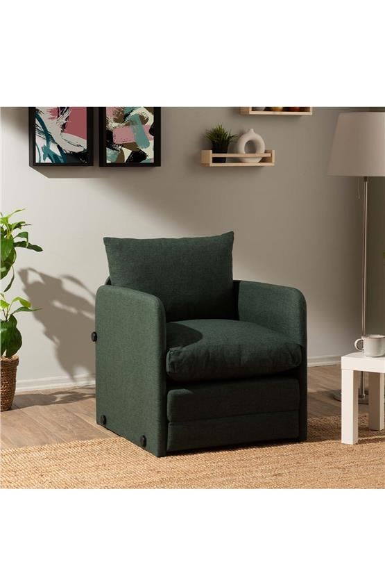 Pafu Saga Tekli Katlanır Yataklı Koltuk Keten Haki