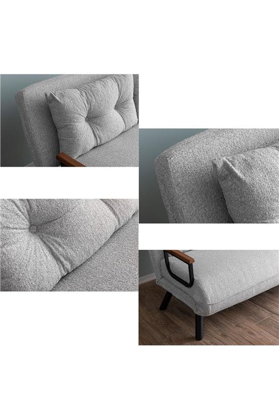 Pafu Sando İkili Katlanır Yataklı Koltuk Teddy Gri