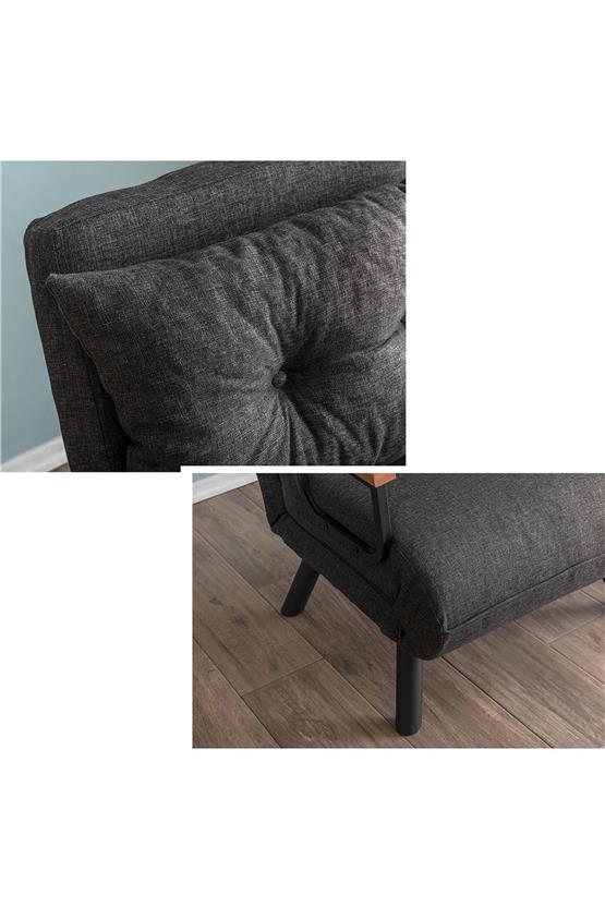 Pafu Sando Tekli Katlanır Yataklı Koltuk Keten Koyu Gri