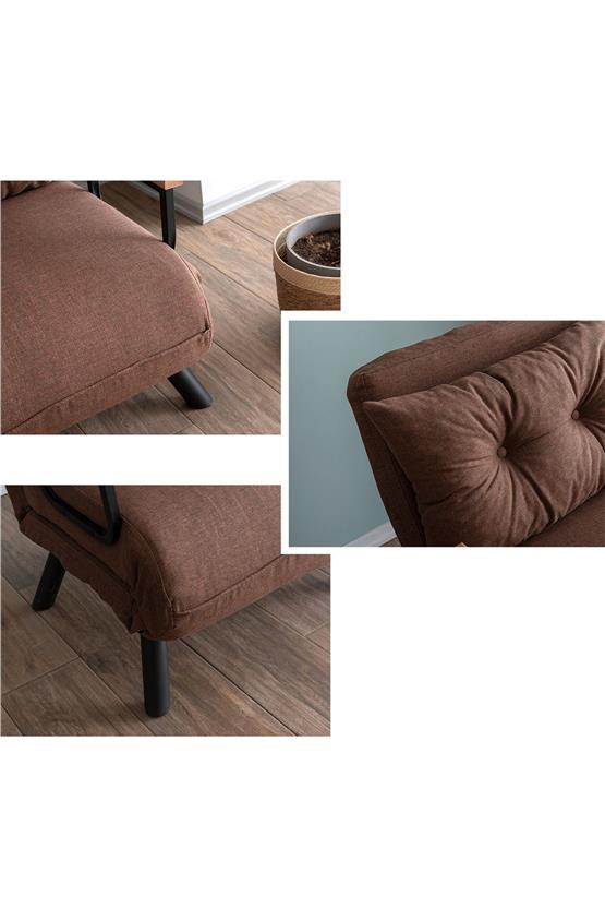 Pafu Sando Tekli Katlanır Yataklı Koltuk Keten Açık Kahverengi