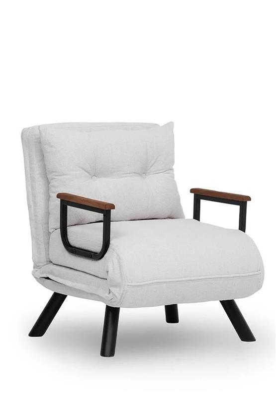 Pafu Sando Tekli Katlanır Yataklı Koltuk Teddy Beyaz