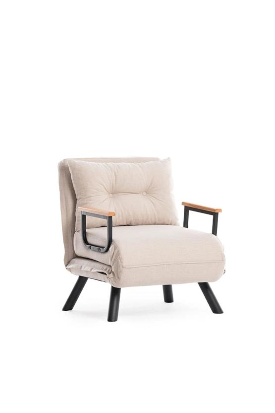 Pafu Sando Tekli Katlanır Yataklı Koltuk Keten Krem