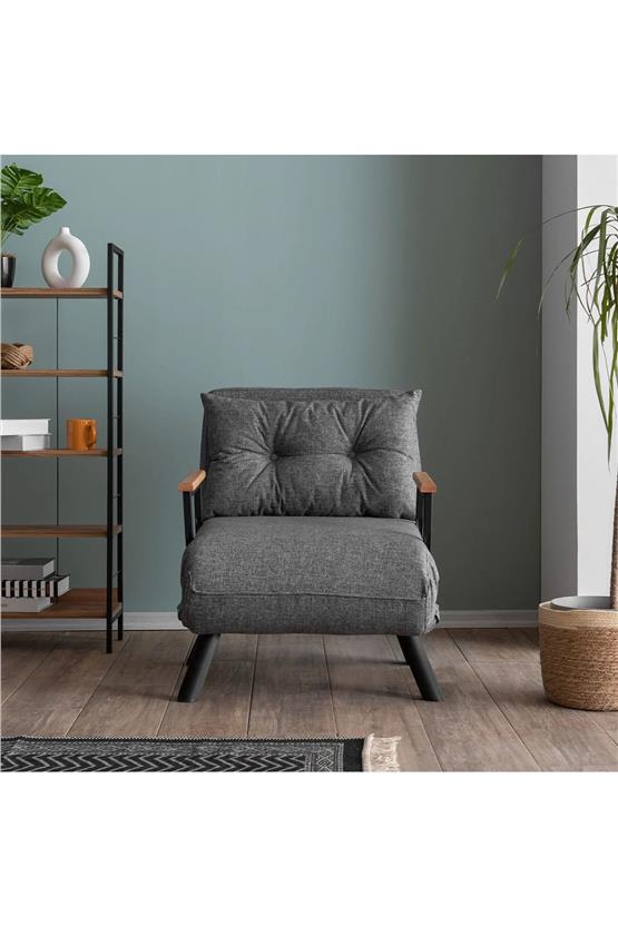 Pafu Sando Tekli Katlanır Yataklı Koltuk Keten Gri