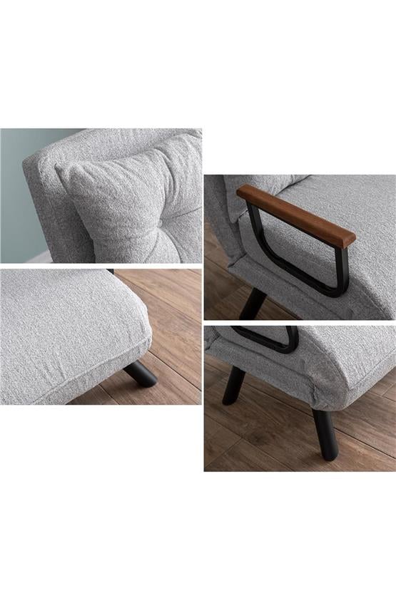 Pafu Sando Tekli Katlanır Yataklı Koltuk Teddy Gri