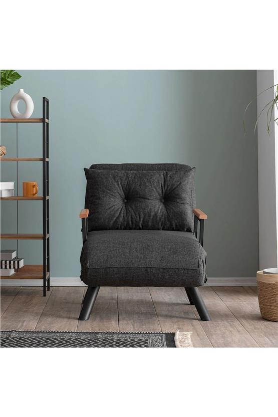 Pafu Sando Tekli Katlanır Yataklı Koltuk Keten Koyu Gri