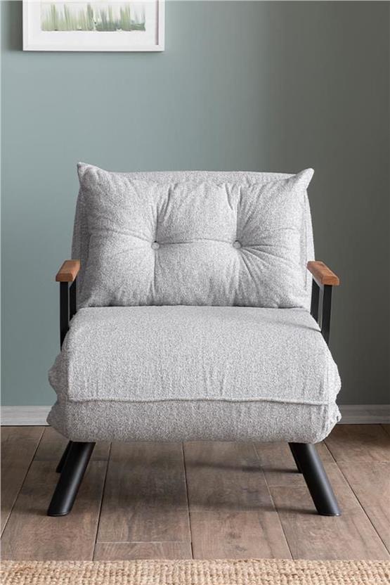 Pafu Sando Tekli Katlanır Yataklı Koltuk Teddy Gri