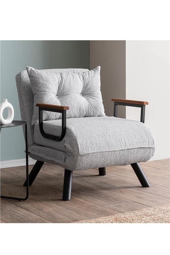 Pafu Sando Tekli Katlanır Yataklı Koltuk Teddy Gri