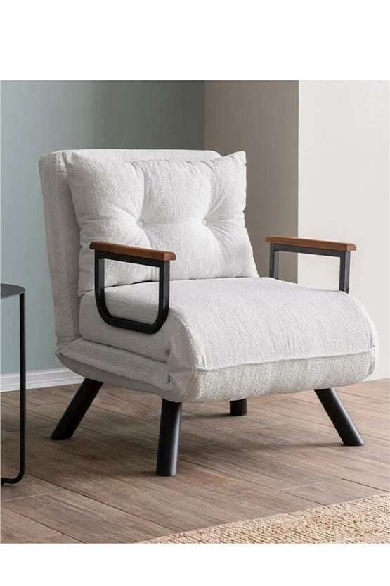 Pafu Sando Tekli Katlanır Yataklı Koltuk Teddy Beyaz