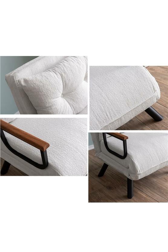 Pafu Sando Tekli Katlanır Yataklı Koltuk Teddy Beyaz