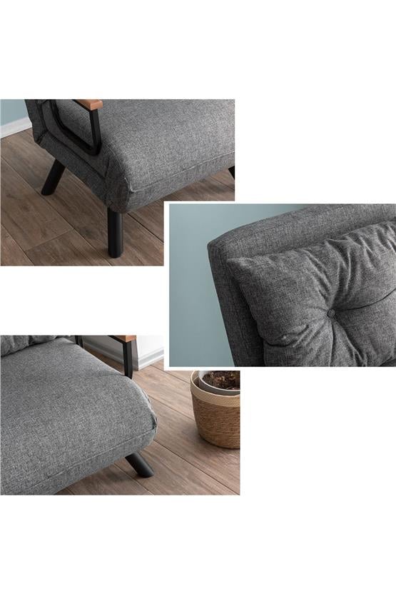 Pafu Sando Tekli Katlanır Yataklı Koltuk Keten Gri