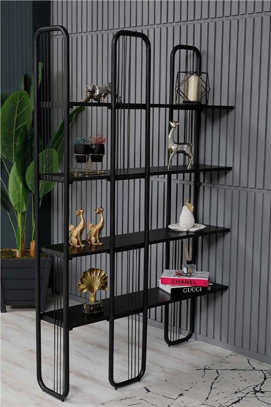 Pafu Sierra Siyah Kitaplık - Siyah Ahşap