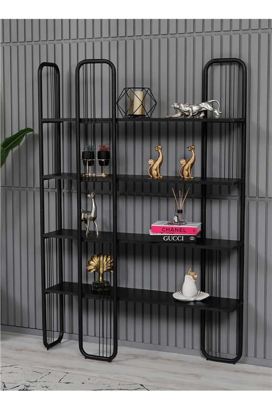 Pafu Sierra Siyah Kitaplık - Siyah Ahşap