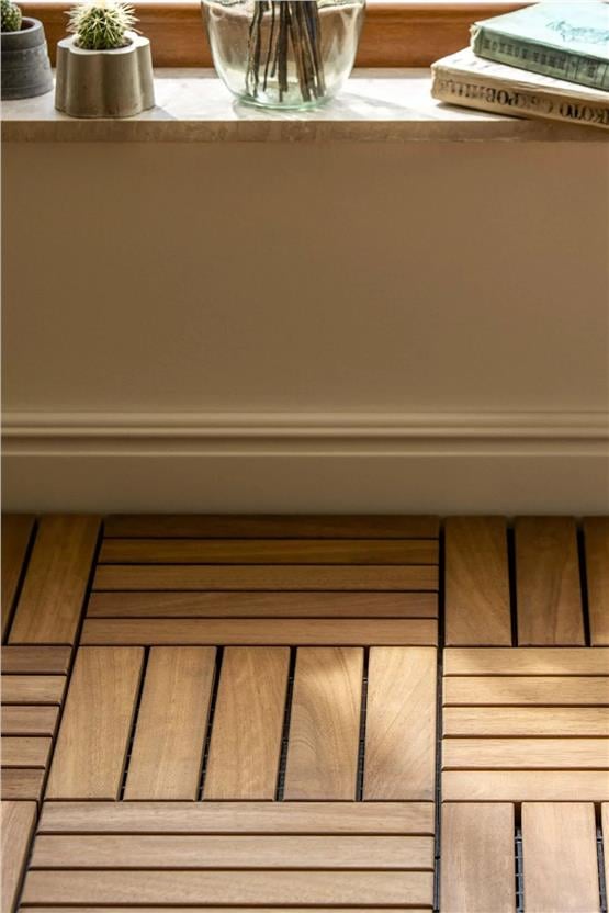 Pafu SUNSOE İroko Ağacı Balkon Bahçe Ahşap Yer Döşemesi Karo Deck 30x30 cm – 1 Adet (0,09m2)