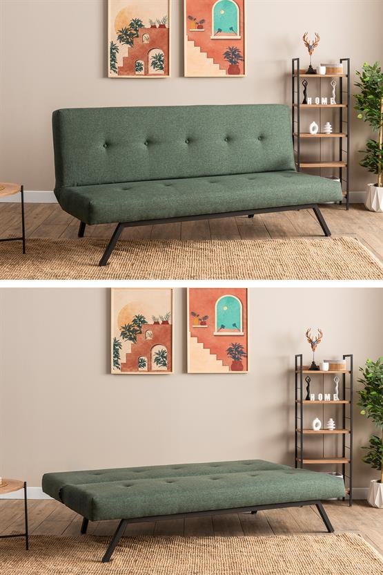 Pafu Zola Üçlü Yataklı Koltuk Keten Haki