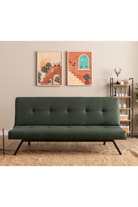 Pafu Zola Üçlü Yataklı Koltuk Keten Haki