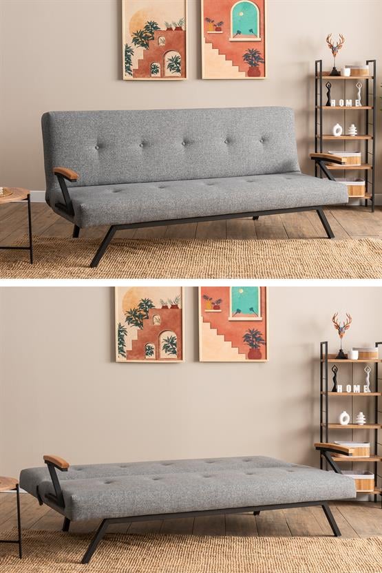 Pafu Zven Üçlü Yataklı Koltuk Keten Açık Gri