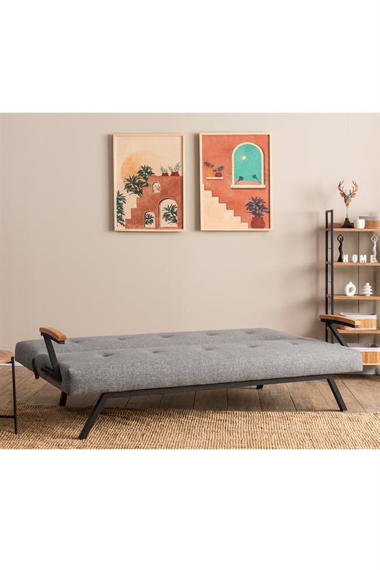 Pafu Zven Üçlü Yataklı Koltuk Keten Açık Gri