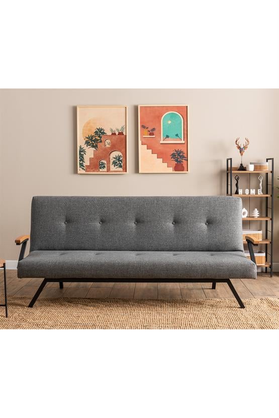 Pafu Zven Üçlü Yataklı Koltuk Keten Açık Gri