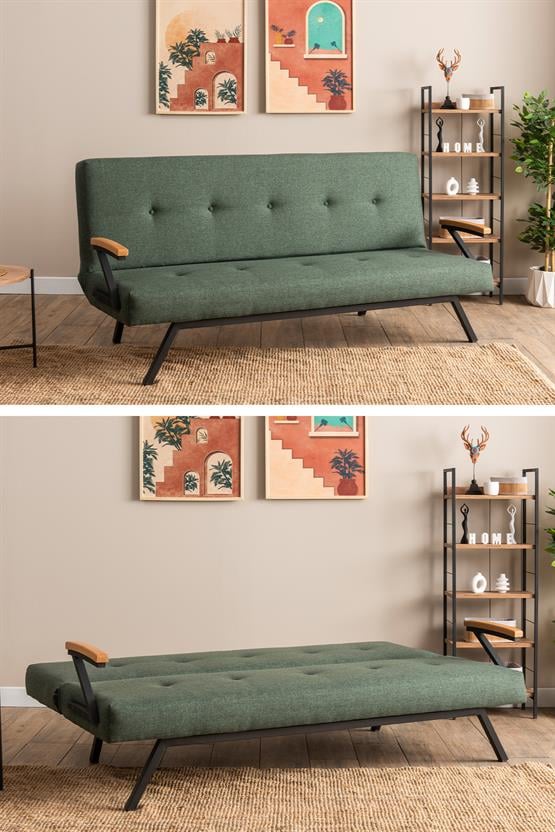 Pafu Zven Üçlü Yataklı Koltuk Keten Haki