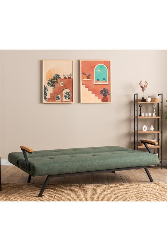 Pafu Zven Üçlü Yataklı Koltuk Keten Haki