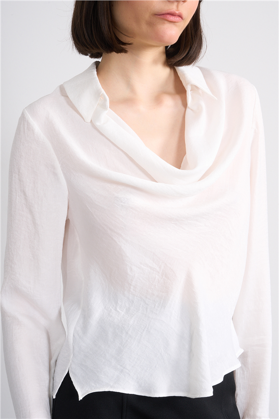 Patara Y26 26-2470 Ekru Kadın Degaje Yaka Bluz S-Xxl