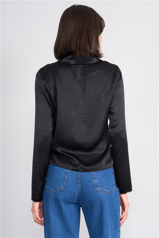 Patara Y26 26-2470 Siyah Kadın Degaje Yaka Bluz S-Xxl