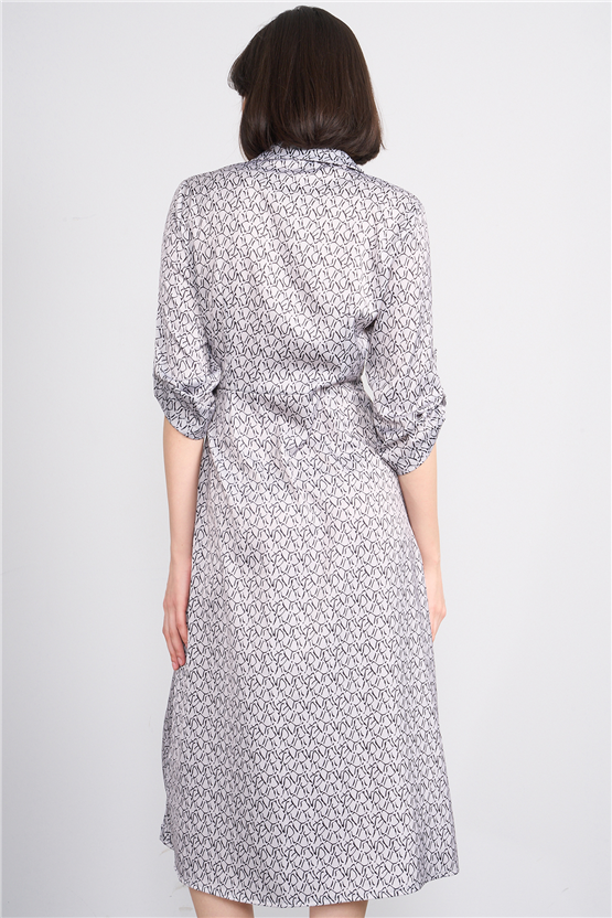 Patara Y26 26-5125 Ekru Kadın Kruvaze Yırtmaçlı Elbise S-Xxl