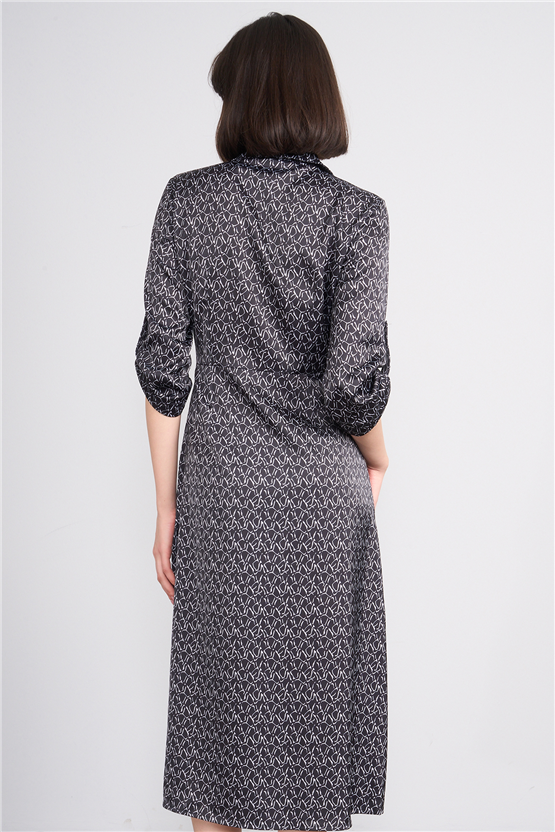 Patara Y26 26-5125 Siyah Kadın Kruvaze Yırtmaçlı Elbise S-Xxl
